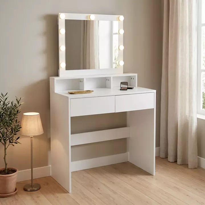 Τουαλέτα κρεβατοκάμαρας Virna pakoworld με led λευκό 80x40x145εκ