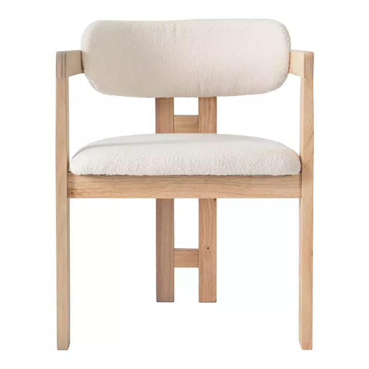 Winsor pakoworld beige teddy fabric-natural color rubberwood 58.5x51x76cm