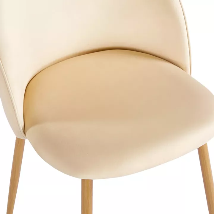 Chair Perch pakoworld cream velvet - natural color metal leg 50x43x82cm