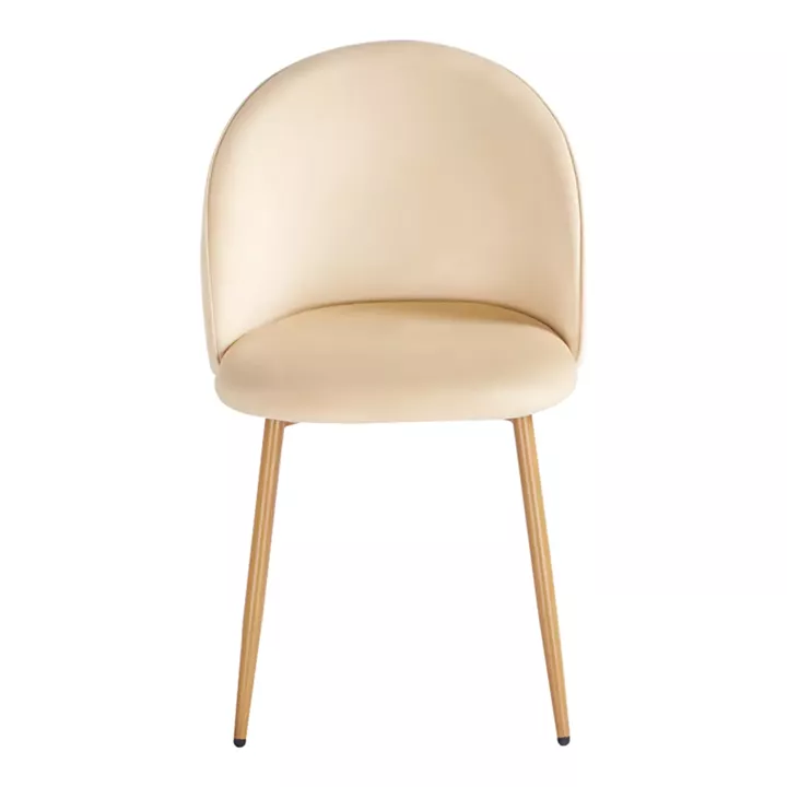 Chair Perch pakoworld cream velvet - natural color metal leg 50x43x82cm