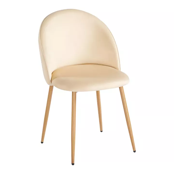 Chair Perch pakoworld cream velvet - natural color metal leg 50x43x82cm