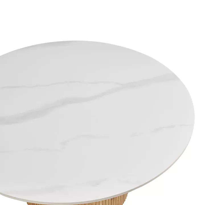 Sikulu pakoworld mdf oak table - white travertine finish D80x40cm
