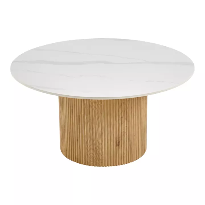 Sikulu pakoworld mdf oak table - white travertine finish D80x40cm