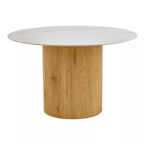 Sikulu pakoworld mdf oak table - white travertine finish D125x77cm