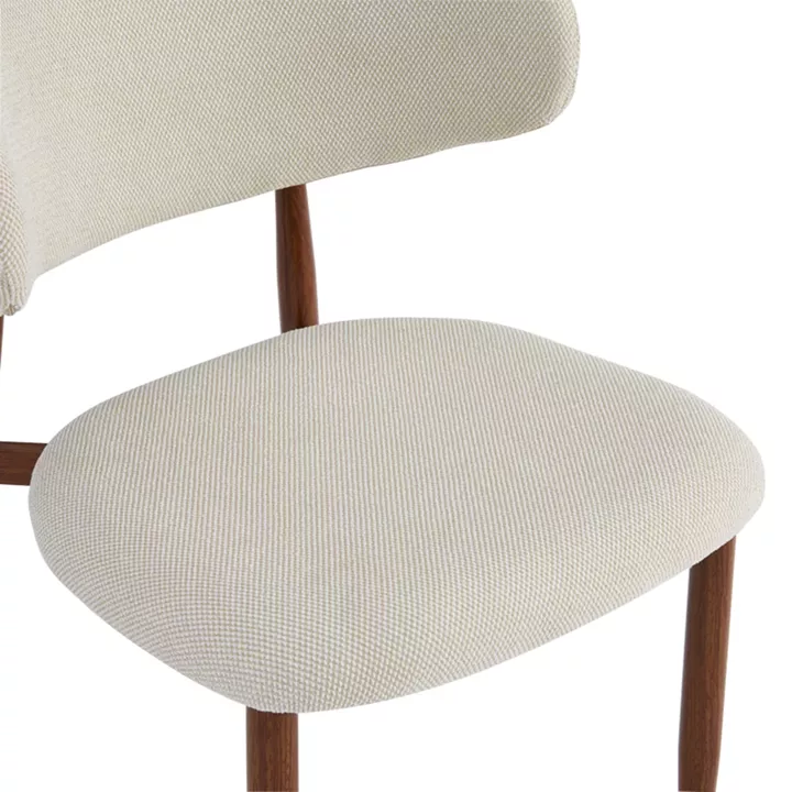 Moss chair pakoworld beige - walnut fabric metal legs 53x50x76cm