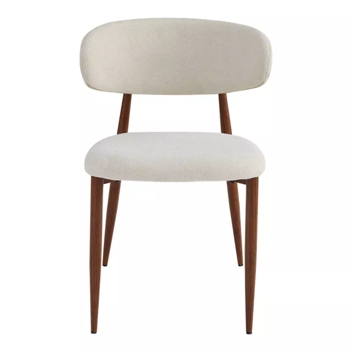 Moss chair pakoworld beige - walnut fabric metal legs 53x50x76cm