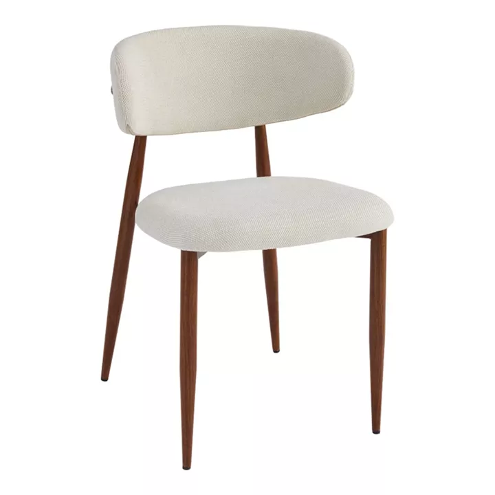 Moss chair pakoworld beige - walnut fabric metal legs 53x50x76cm