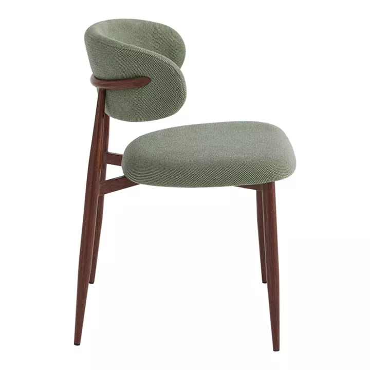 Moss chair pakoworld pistachio - walnut fabric metal legs 53x50x76cm