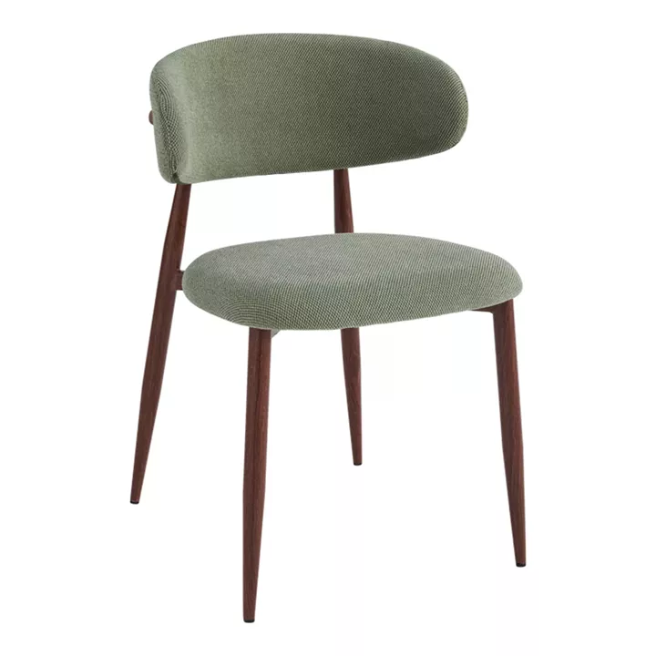 Moss chair pakoworld pistachio - walnut fabric metal legs 53x50x76cm