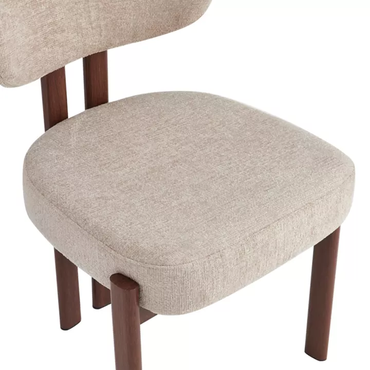 Glamor chair pakoworld beige-walnut fabric metal legs 53x51x81cm