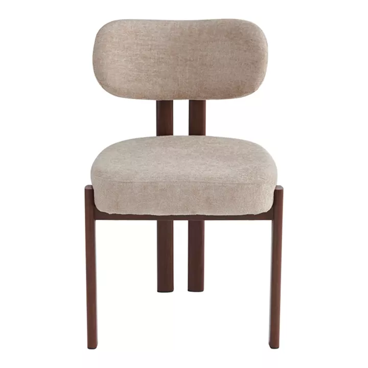 Glamor chair pakoworld beige-walnut fabric metal legs 53x51x81cm