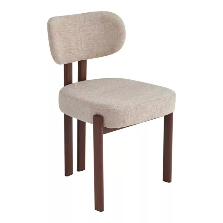 Glamor chair pakoworld beige-walnut fabric metal legs 53x51x81cm