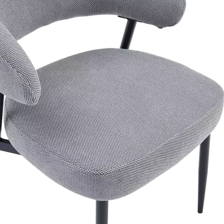 Timur chair pakoworld grey fabric with black metal legs 61x55x78cm