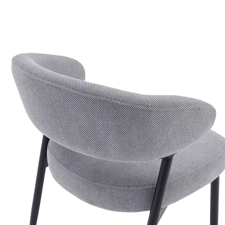 Timur chair pakoworld grey fabric with black metal legs 61x55x78cm