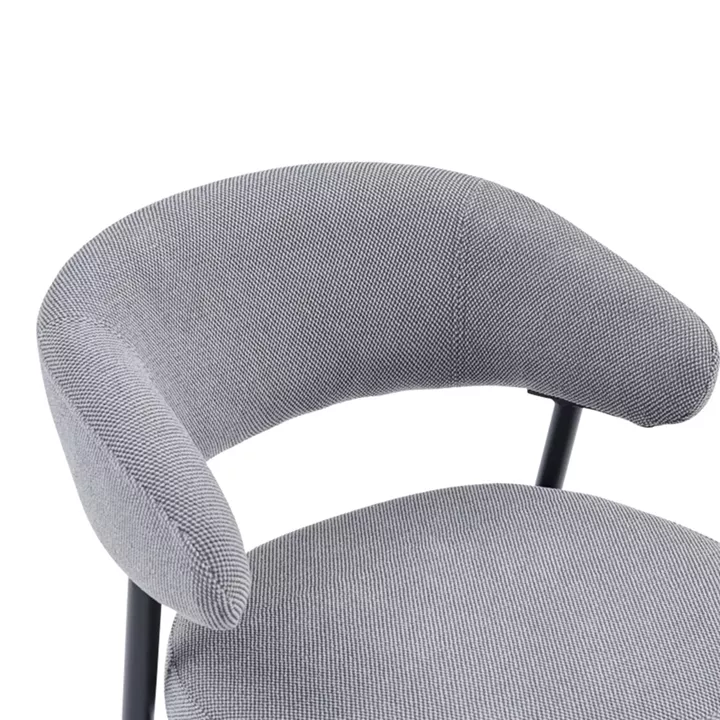 Timur chair pakoworld grey fabric with black metal legs 61x55x78cm