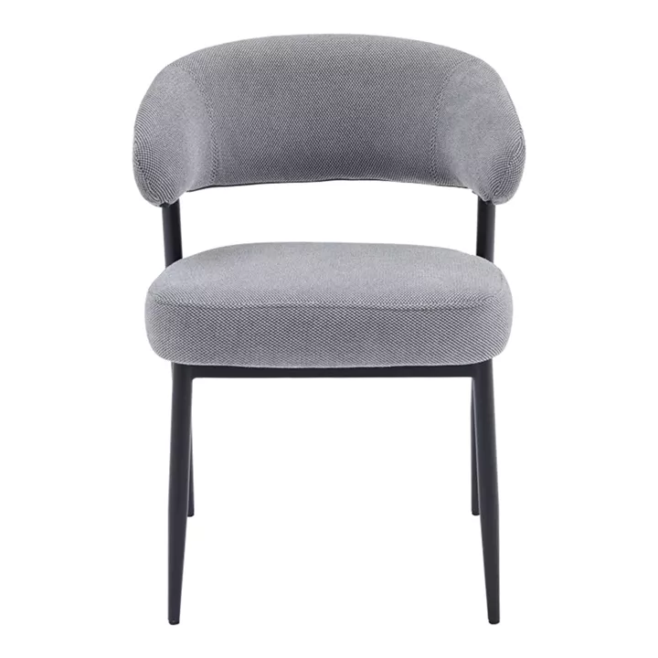 Timur chair pakoworld grey fabric with black metal legs 61x55x78cm