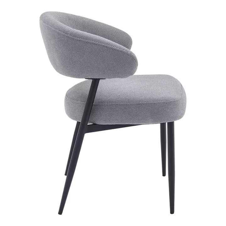 Timur chair pakoworld grey fabric with black metal legs 61x55x78cm