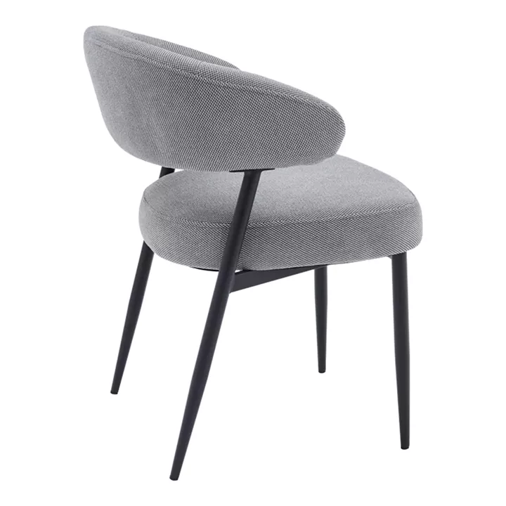 Timur chair pakoworld grey fabric with black metal legs 61x55x78cm