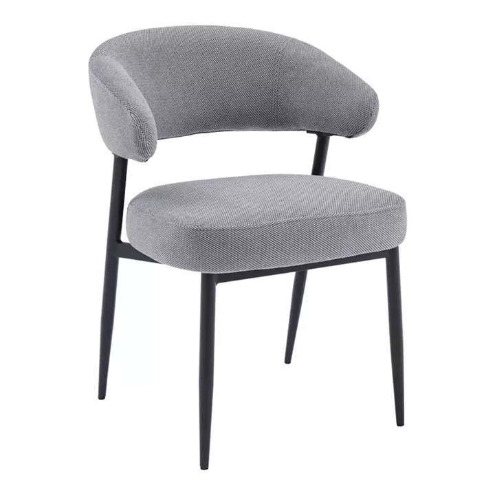 Timur chair pakoworld grey fabric with black metal legs 61x55x78cm