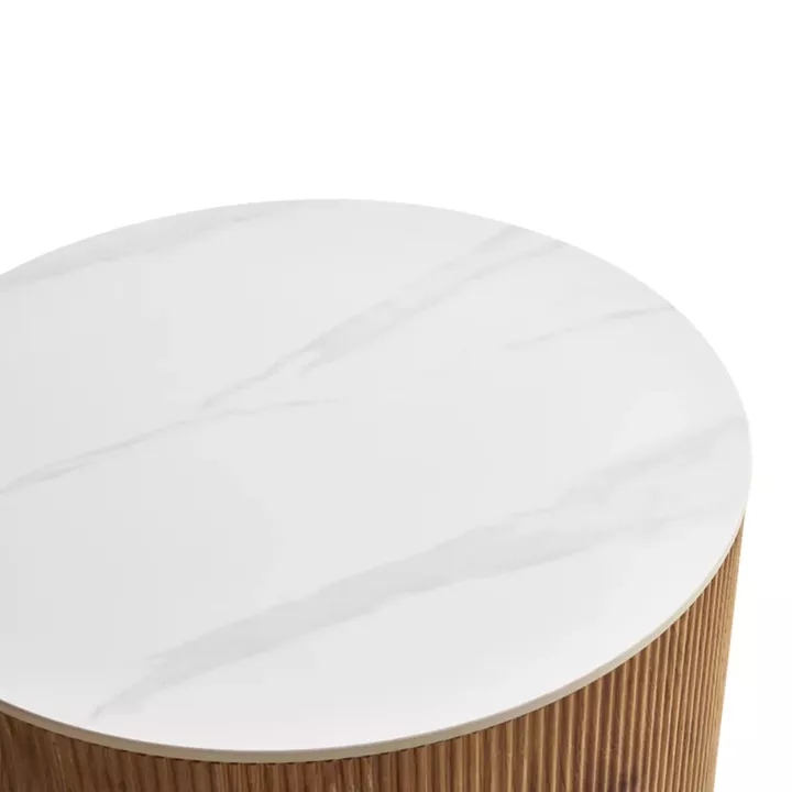 Coffee tables Nelba pakoworld 2pcs mdf oak - ceramic surface marble look
