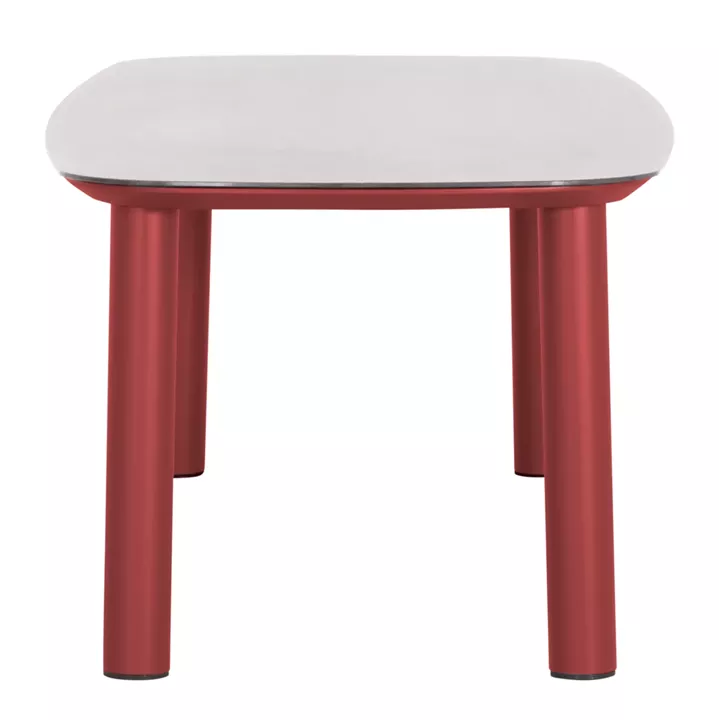 OUTDOOR DINING TABLE DOSUN ΗM6202.05 RED ALUMINUM-3D PRINT GLASS TOP IN LIGHT GREY 220x100x75H