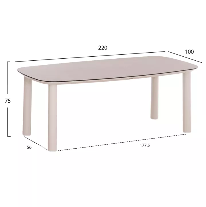 OUTDOOR DINING SET 7PCS SHANKS HM10909.02 ALUMINUM IN CREAM WHITE-BEIGE OLEFIN CUSHION COVERS