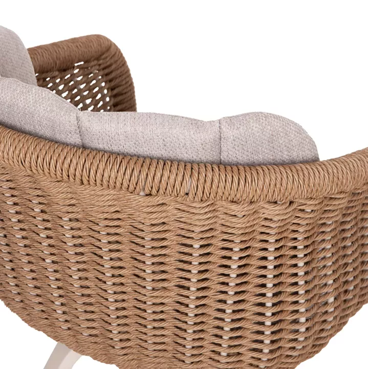 OUTDOOR DINING SET 7PCS VICTUS HM10862.02 BEIGE ALUM. & OLEFIN-WHITE SINTERED STONE--WICKER