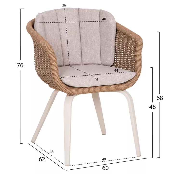 OUTDOOR DINING SET 7PCS VICTUS HM10862.02 BEIGE ALUM. & OLEFIN-WHITE SINTERED STONE--WICKER