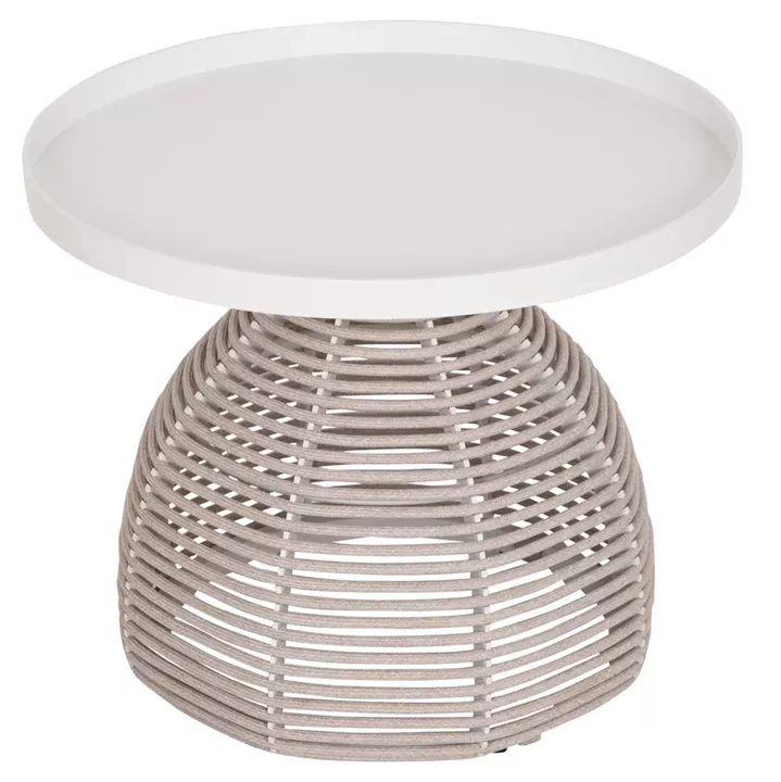 OUTDOOR 3PCS SET DRISCOLL HM10907.02 COFEE TABLE & 2 ARMCHAIRS--ALUMINUM IN CREAM WHITE