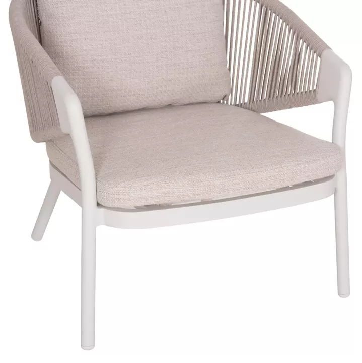 OUTDOOR 3PCS SET DRISCOLL HM10907.02 COFEE TABLE & 2 ARMCHAIRS--ALUMINUM IN CREAM WHITE