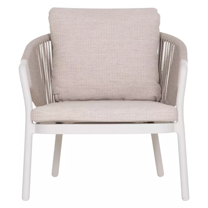 OUTDOOR 3PCS SET DRISCOLL HM10907.02 COFEE TABLE & 2 ARMCHAIRS--ALUMINUM IN CREAM WHITE