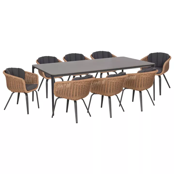 OUTDOOR DINING SET 9PCS VICTUS HM10864.01 GREY ALUMINUM-SINTERED STONE-OLEFIN--WICKER