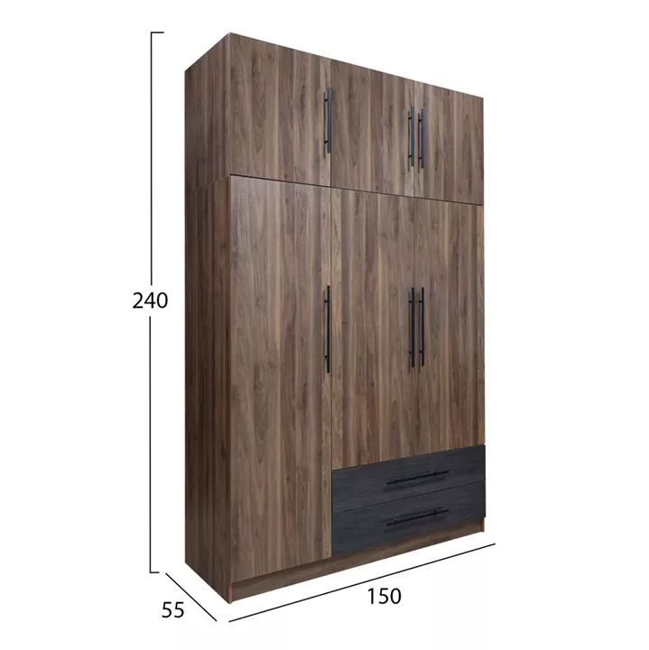 BEDROOM SET 5PCS CARYS HM10888.11 MELAMINE IN WALNUT COLOR