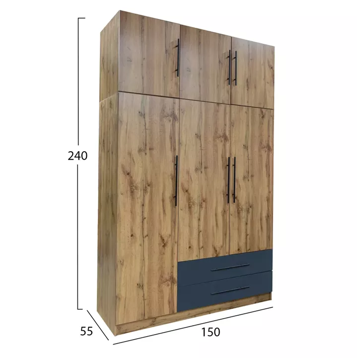 BEDROOM SET 5PCS CARYS HM10888.12 MELAMINE IN NATURAL WOOD COLOR/GREY