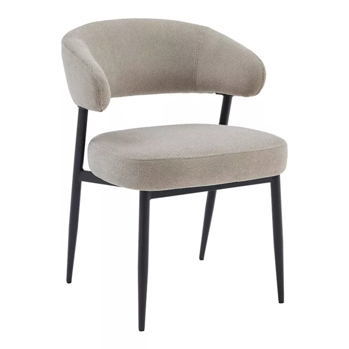 Timur chair pakoworld beige grey fabric with black metal legs 61x55x78cm