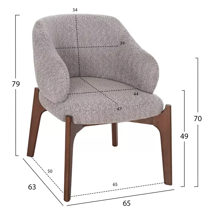 DINING SET 7PCS ABAI HM21338.02 TABLE MADE OF MDF--CHAIRS WITH BOUCLE FABRIC