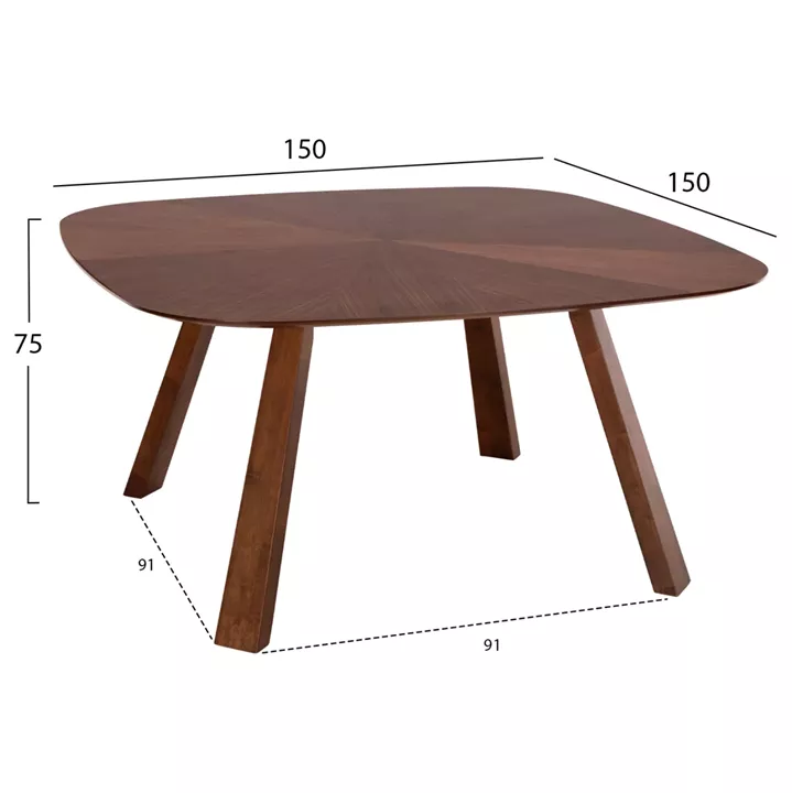 DINING SET 9PCS RIDER HM21341 SQUARE TABLE MADE OF MDF--CHAIRS MADE OF RUBBERWOOD & FABRIC