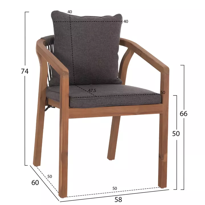 OUTDOOR DINING SET 7PCS CONTREL HM10899.02 ACACIA WOOD IN NATURAL--CUSHIONS IN GREY
