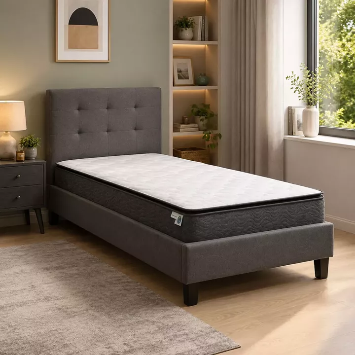 Bed with mattress Mago-Perfecto pakoworld fabric anthracite 100x200cm