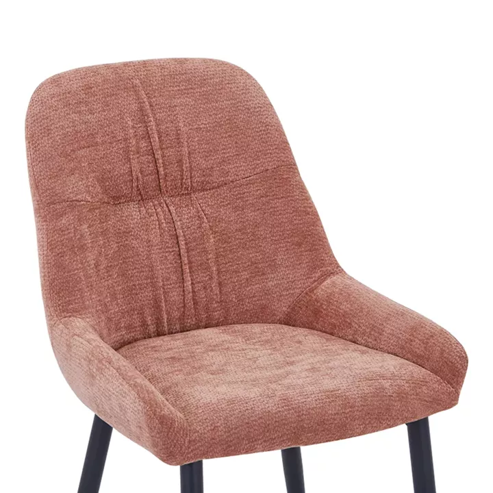 Larissia pakoworld chair dusty rose fabric-black metal leg 53x59x89cm