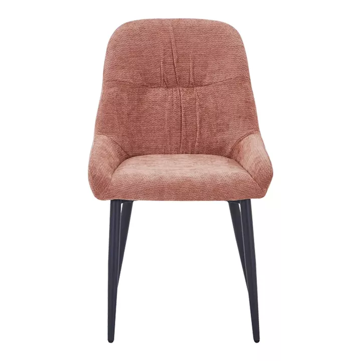 Larissia pakoworld chair dusty rose fabric-black metal leg 53x59x89cm