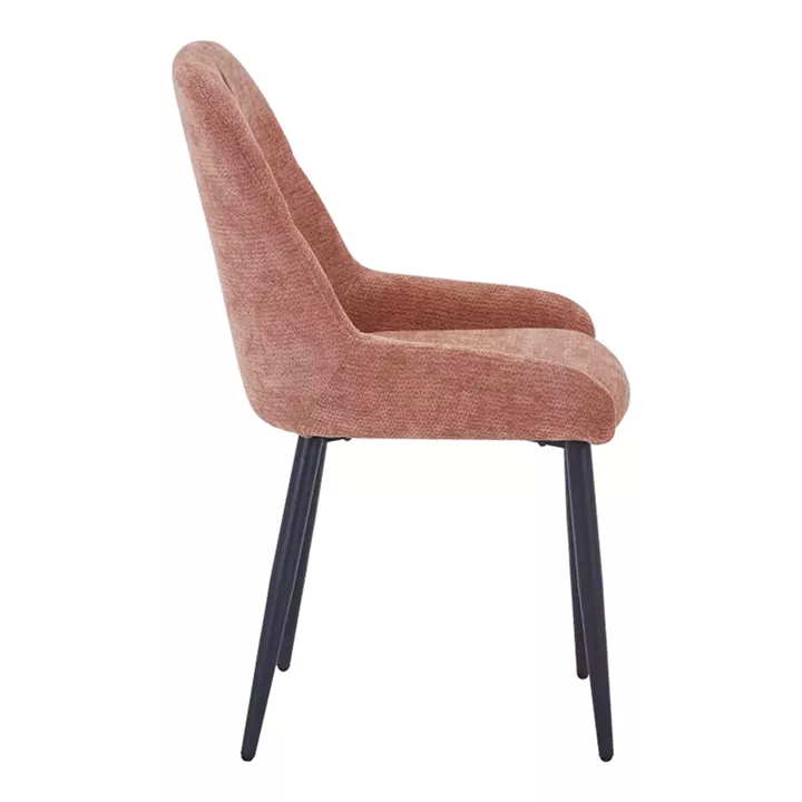 Larissia pakoworld chair dusty rose fabric-black metal leg 53x59x89cm