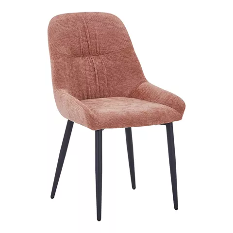 Larissia pakoworld chair dusty rose fabric-black metal leg 53x59x89cm