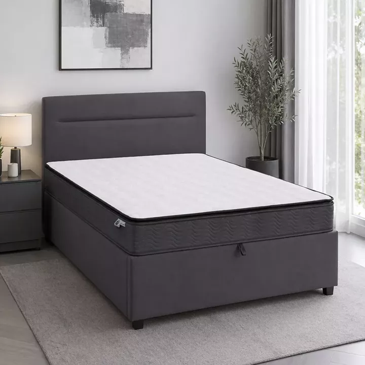 Bed with mattress and storage space Molito-Perfecto pakoworld velvet anthracite 120x200cm
