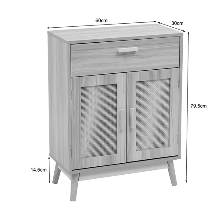 Buffet Scandy pakoworld pine wood-rattan in natural color 60x30x80cm
