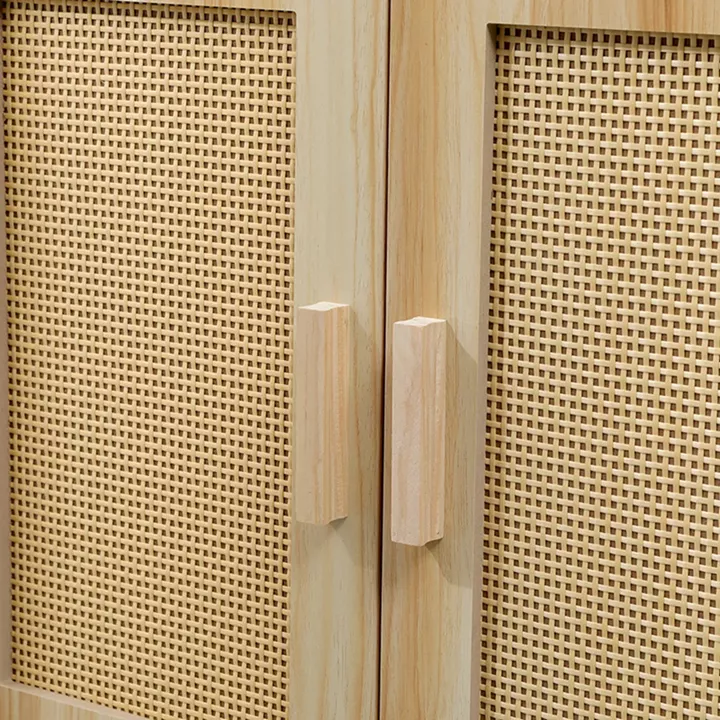 Buffet Scandy pakoworld pine wood-rattan in natural color 60x30x80cm