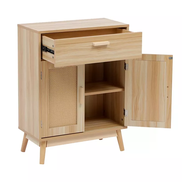 Buffet Scandy pakoworld pine wood-rattan in natural color 60x30x80cm