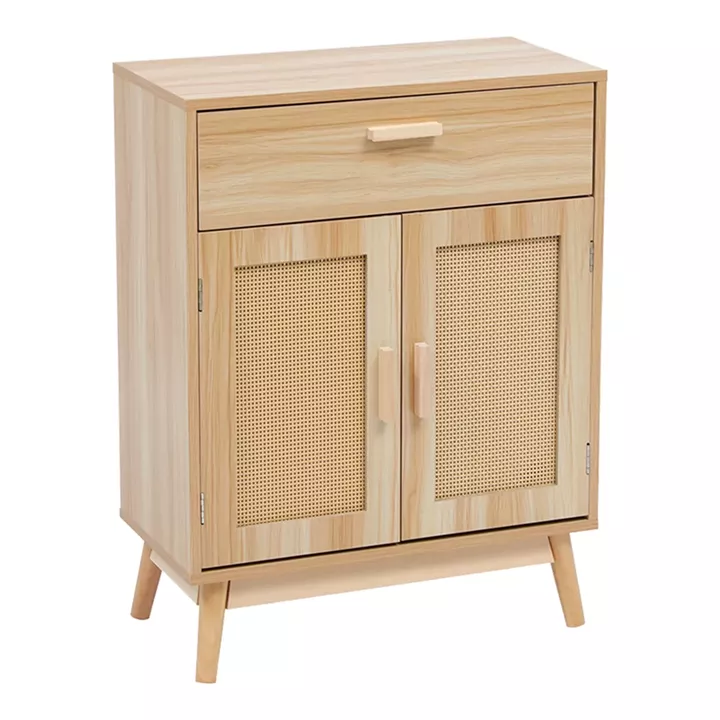 Buffet Scandy pakoworld pine wood-rattan in natural color 60x30x80cm