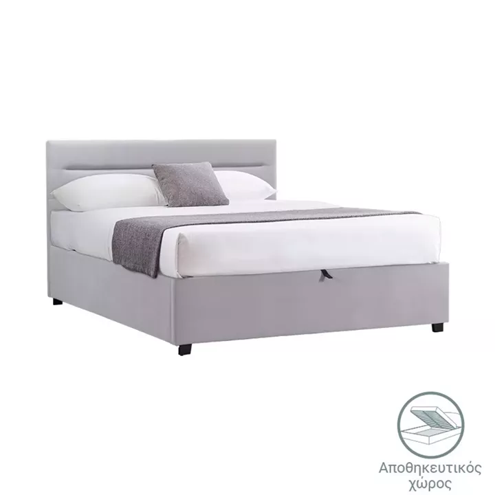 Bed with mattress and storage space Molito-Perfecto pakoworld velvet grey 120x200cm