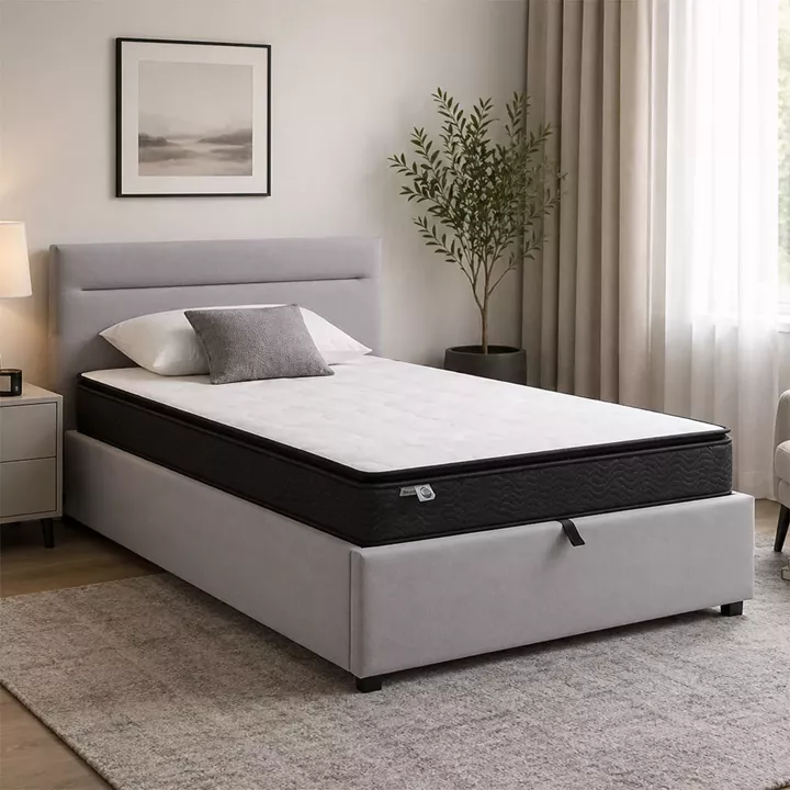 Bed with mattress and storage space Molito-Perfecto pakoworld velvet grey 120x200cm
